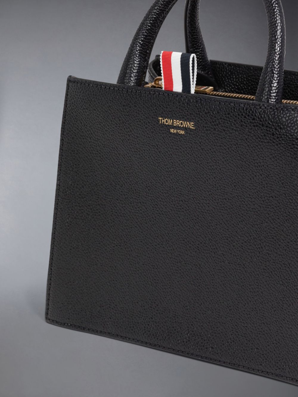 Bolso Tote Thom Browne Pebble Grain Leather Mini Trapeze Mujer Negras | LZU69O26182