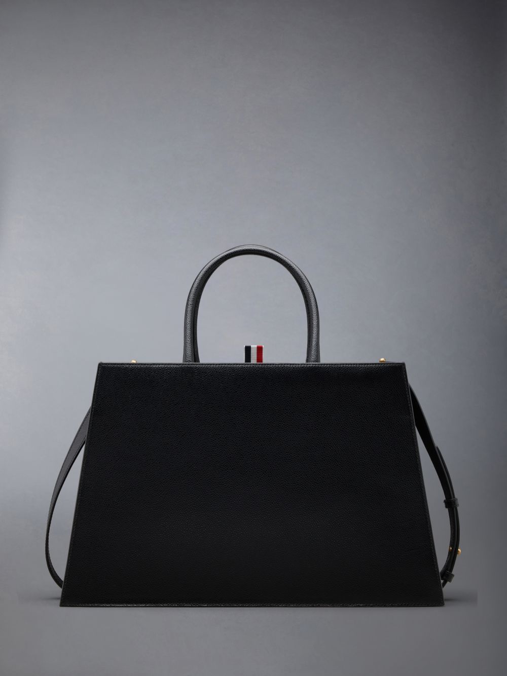 Bolso Tote Thom Browne Pebble Grain Leather Medium Trapeze Hombre Negras | SBO71F58321
