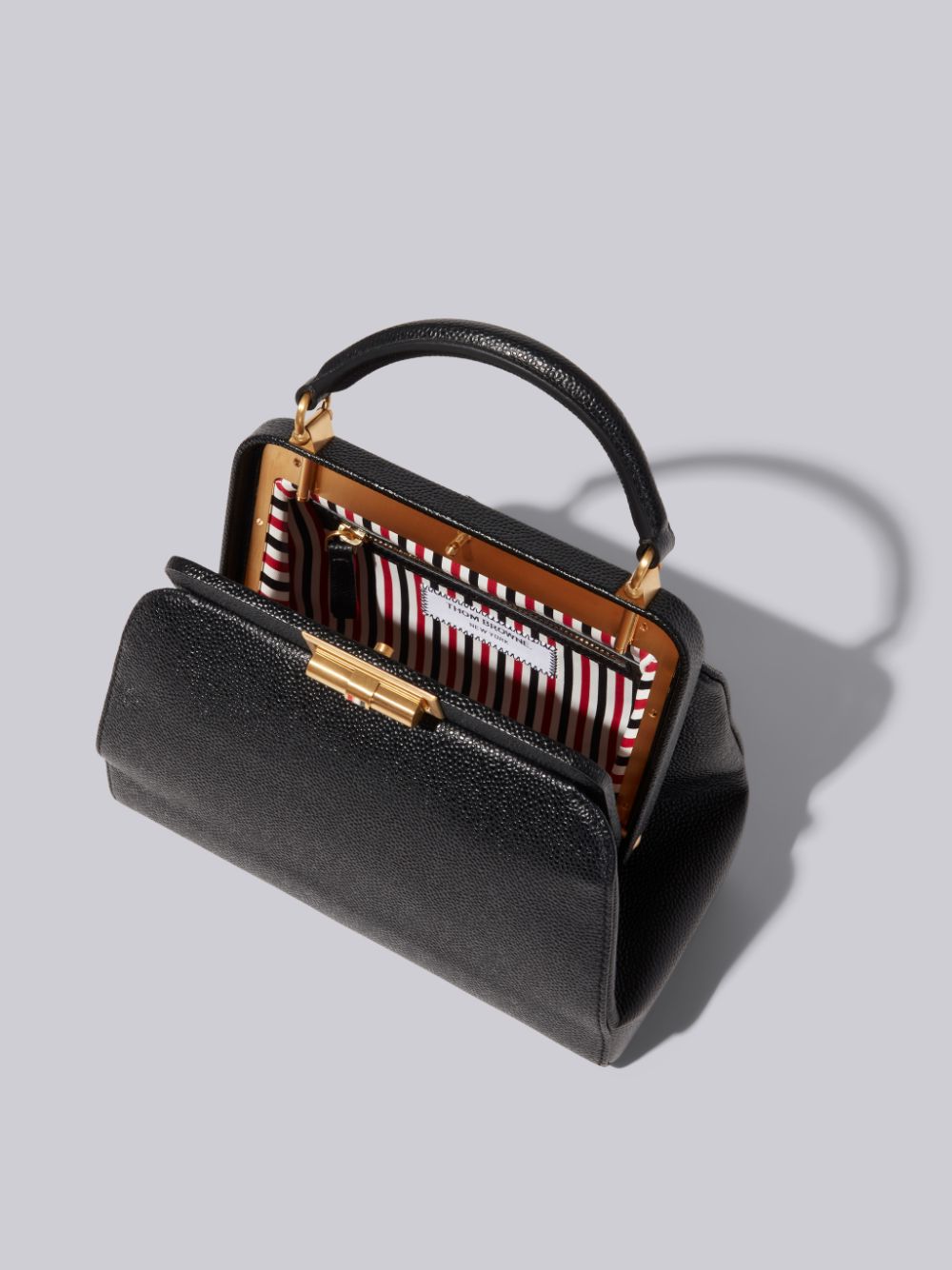 Bolso Tote Thom Browne Pebble Grain Leather Small Doctor Mujer Negras | TRH41B99978