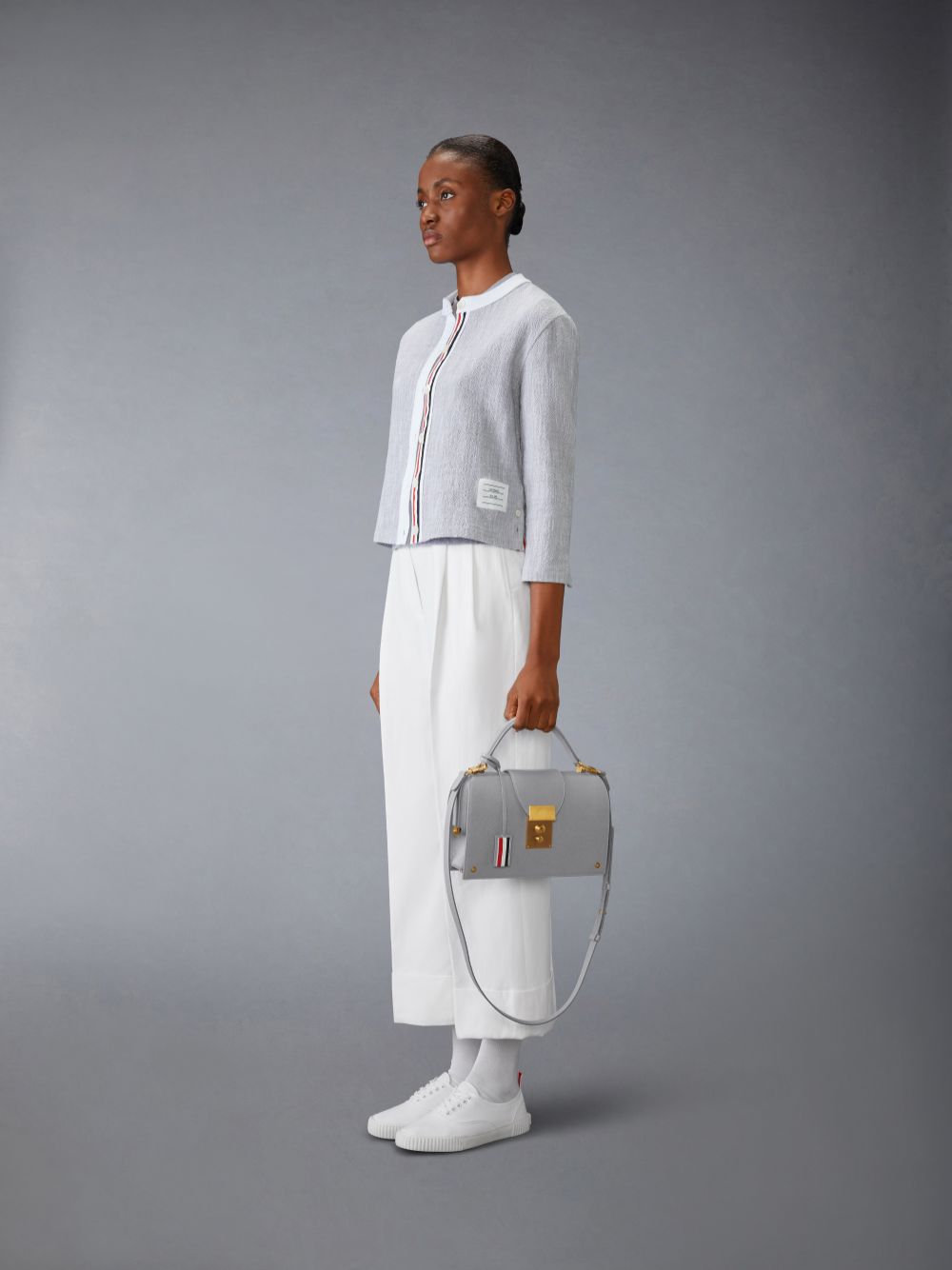 Bolso Tote Thom Browne Pebble Grain Mrs. Pocket Book Mujer Gris | NXV06I25432