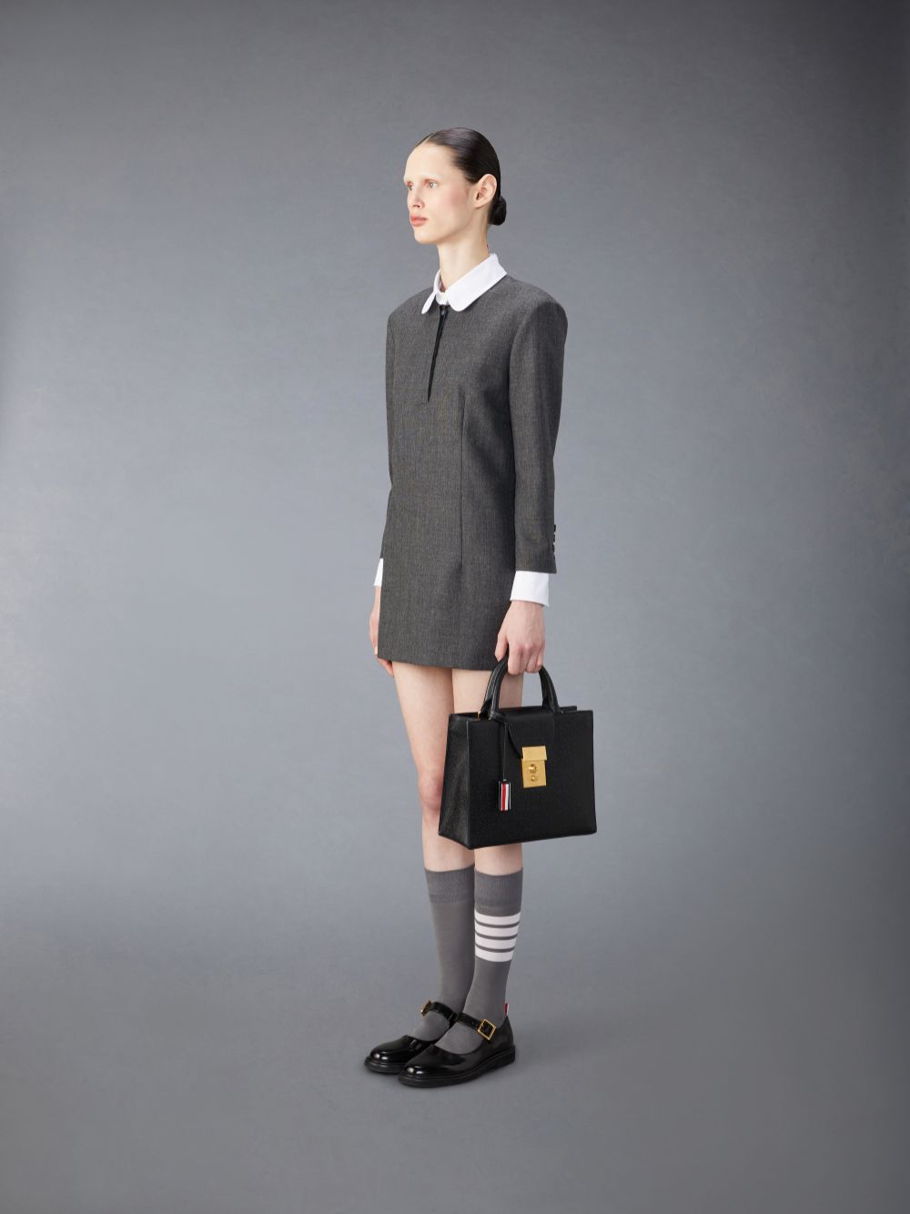 Bolso Tote Thom Browne Pebble Grain Small Mr. Mujer Negras | SLN57X56893