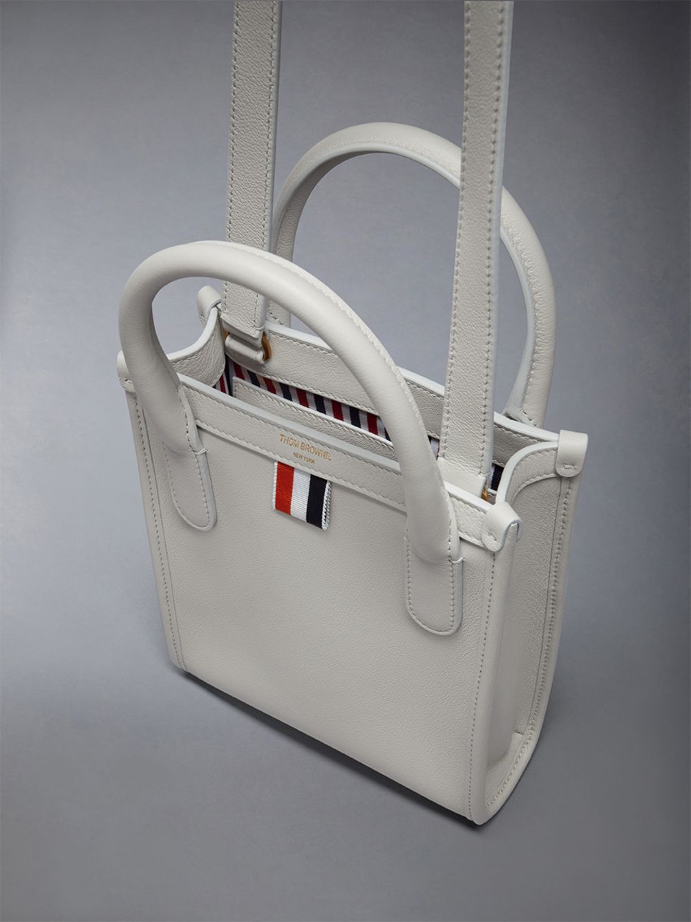 Bolso Tote Thom Browne Vertical Mini in Smooth Calf Mujer Beige | UEQ70Y13171