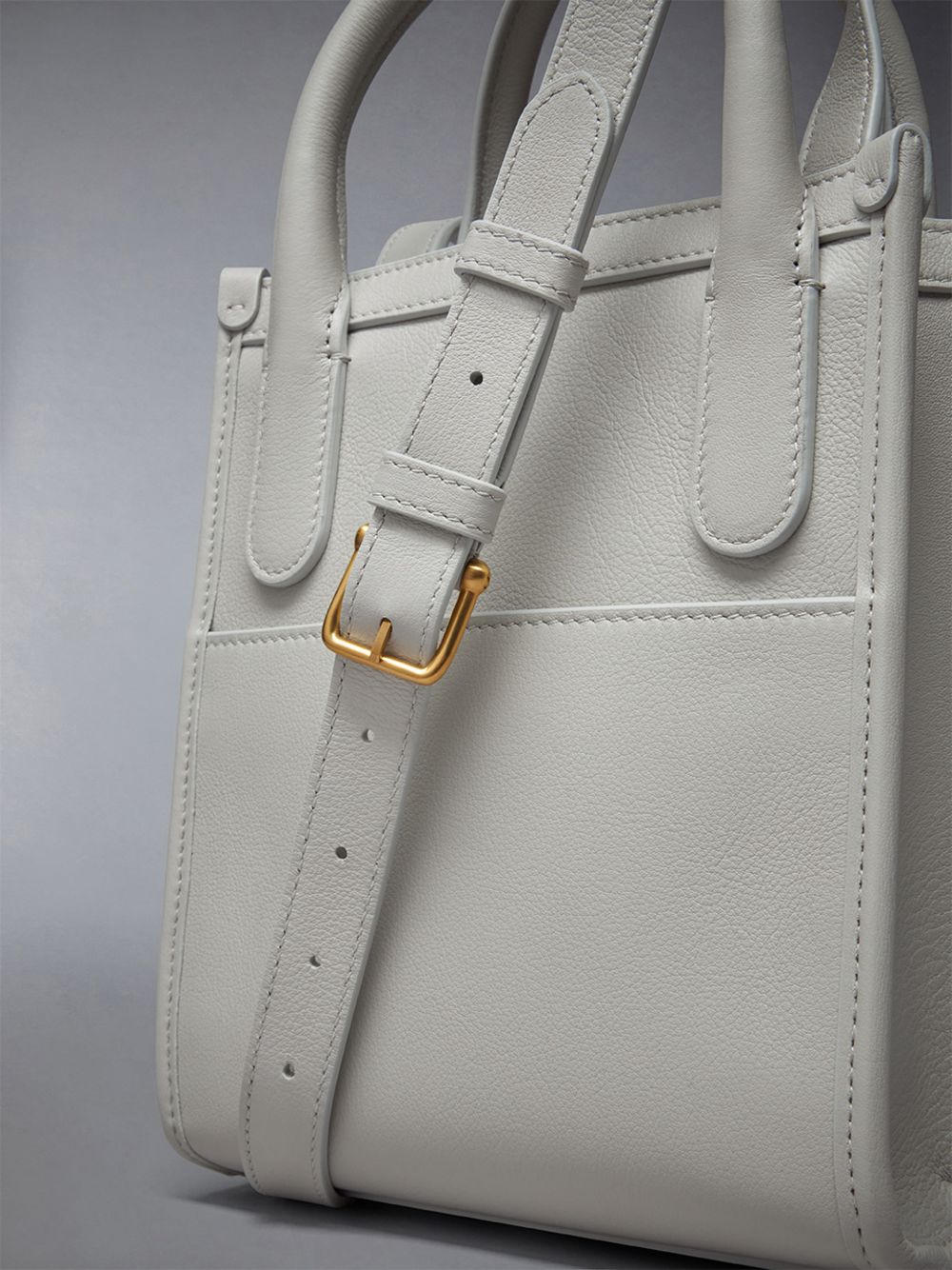 Bolso Tote Thom Browne Vertical Mini in Smooth Calf Mujer Beige | UEQ70Y13171