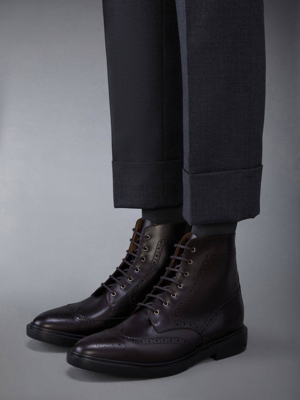 Botas Thom Browne CLASSIC WINGTIP W/ LIGHTWEIGHT RUBBER SOLE IN BOX CALF Hombre Marrones | ADC08L42923