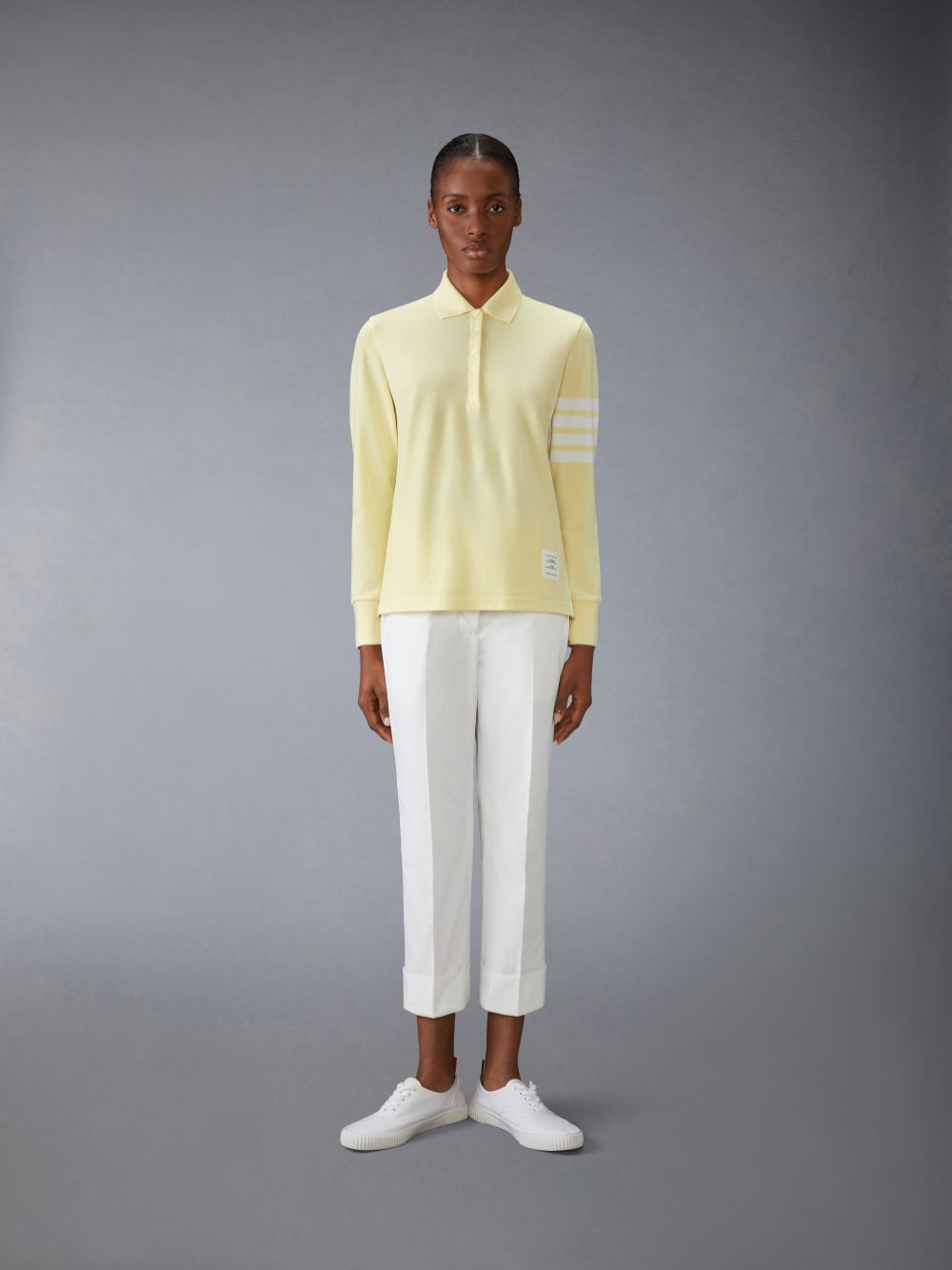 Camisa Polo Thom Browne 4-Bar long-sleeved Mujer Amarillo | SHR19B78092