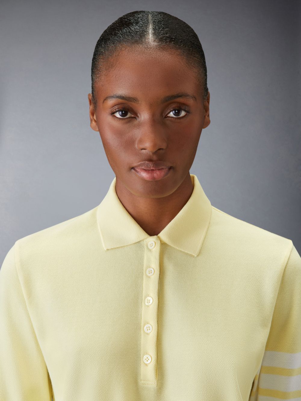 Camisa Polo Thom Browne 4-Bar long-sleeved Mujer Amarillo | SHR19B78092