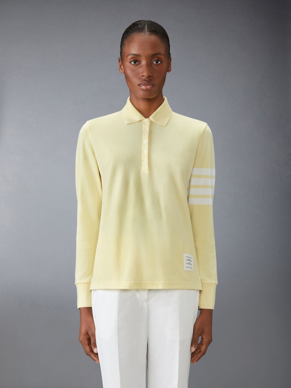 Camisa Polo Thom Browne 4-Bar long-sleeved Mujer Amarillo | SHR19B78092
