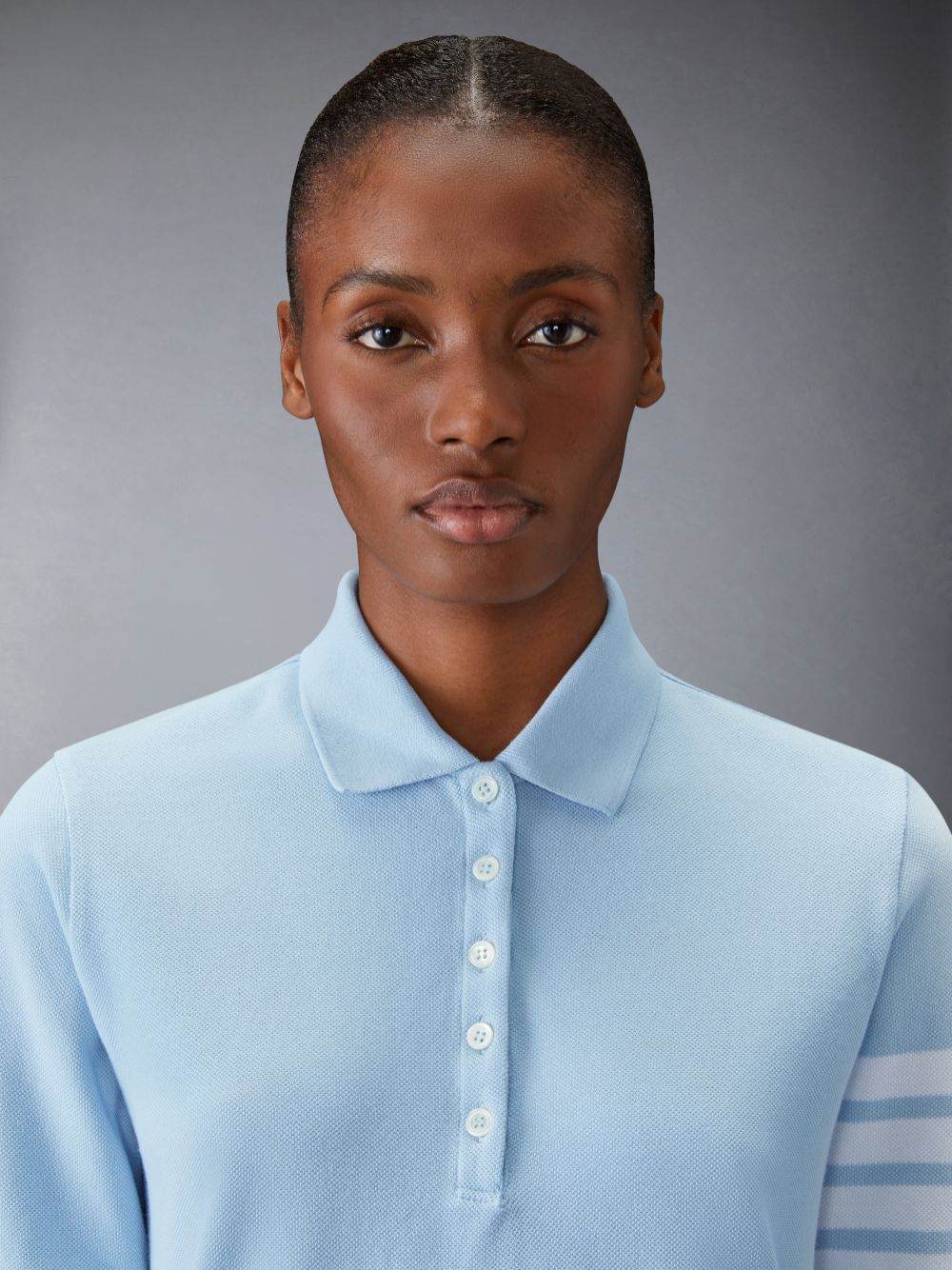 Camisa Polo Thom Browne Classic Pique 4-Bar Short Sleeve Mujer Azules | EMU90K63968