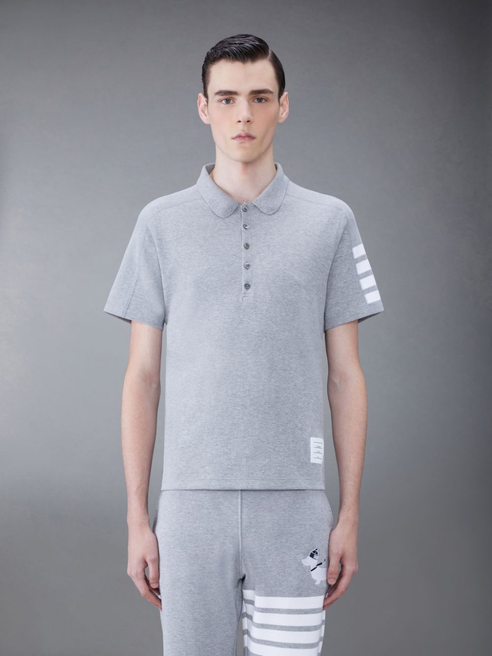 Camisa Polo Thom Browne Cotton 4-Bar Short Sleeve Hombre Gris | NBD01P52056