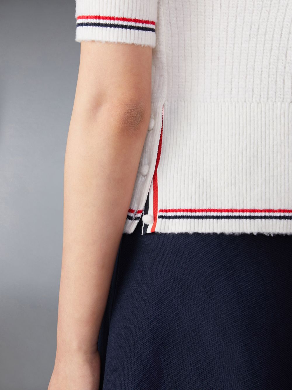 Camisa Polo Thom Browne Merino Wool Brushed Tuck Stitch Keyhole Mujer Blancas | RCL19S18918