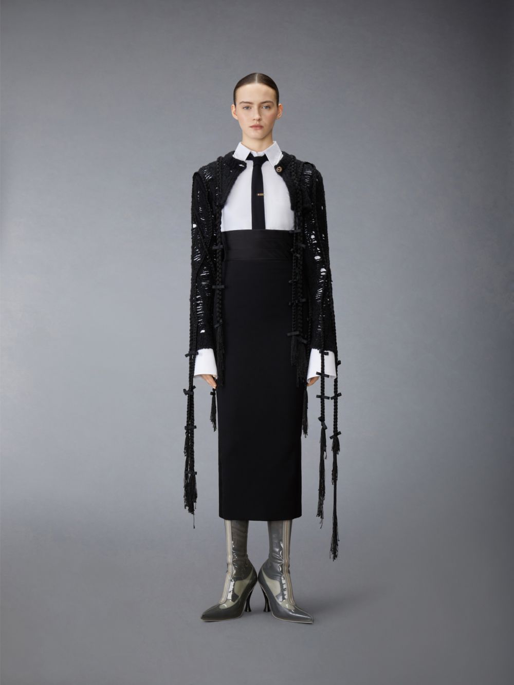 Camisas Thom Browne Cotton Nevermore Stitch Cropped Mujer Blancas | AHZ87C10876