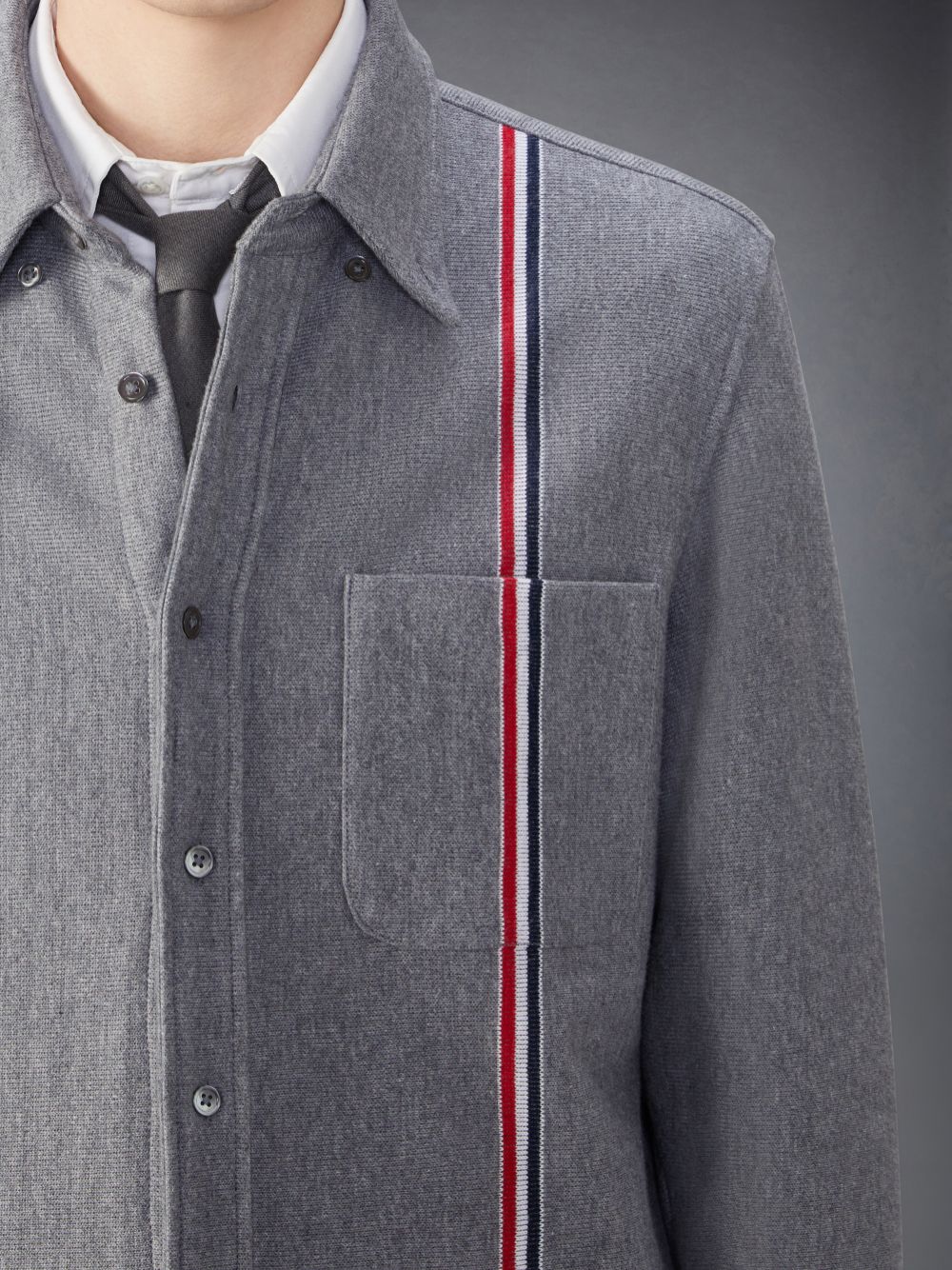 Camisas Thom Browne Knit Cotton Jacket Hombre Gris | SDS27Z42961