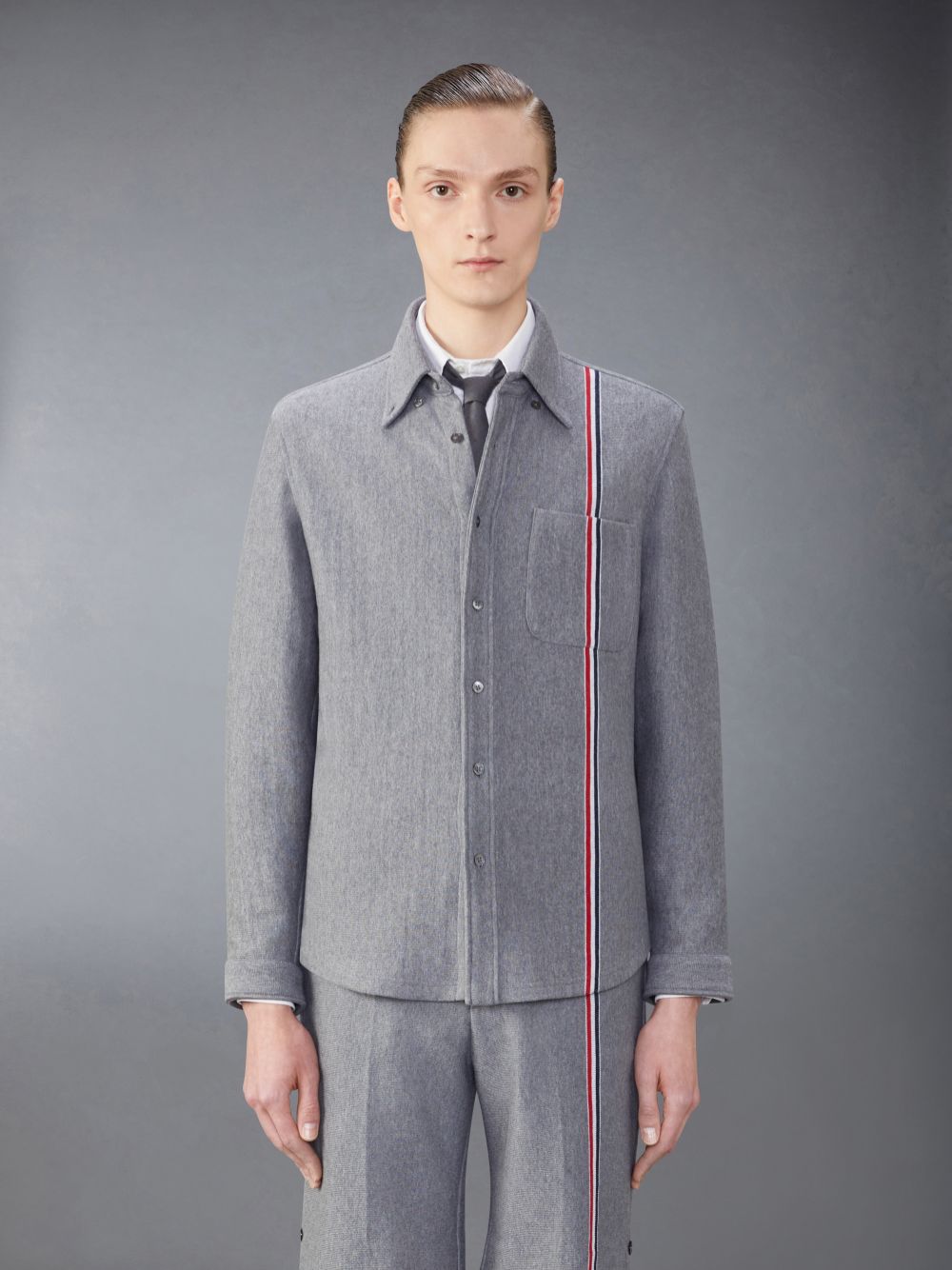 Camisas Thom Browne Knit Cotton Jacket Hombre Gris | SDS27Z42961