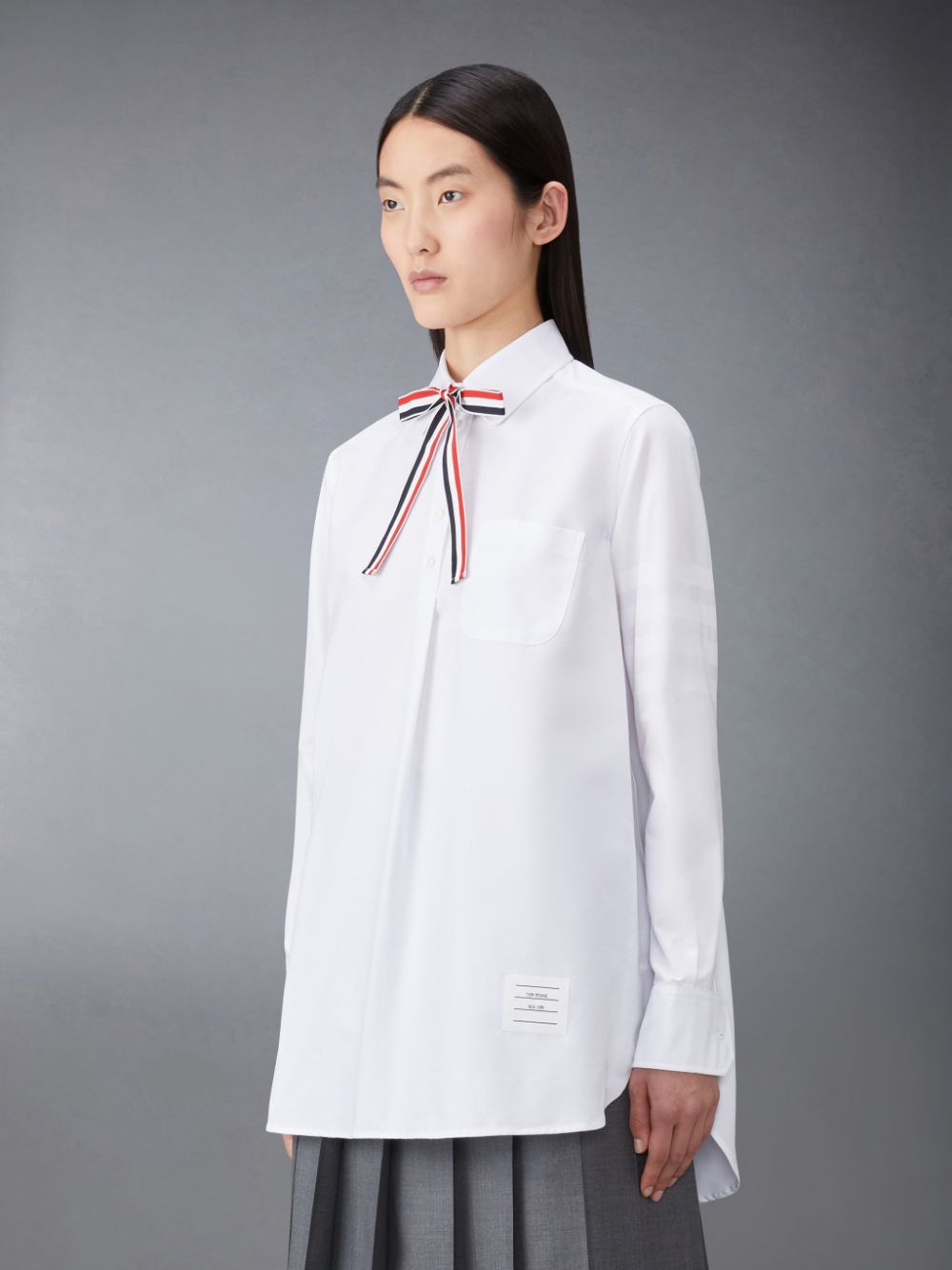 Camisas Thom Browne Oxford 4-Bar Bow Tie Blouson Mujer Blancas | SFC21F08081