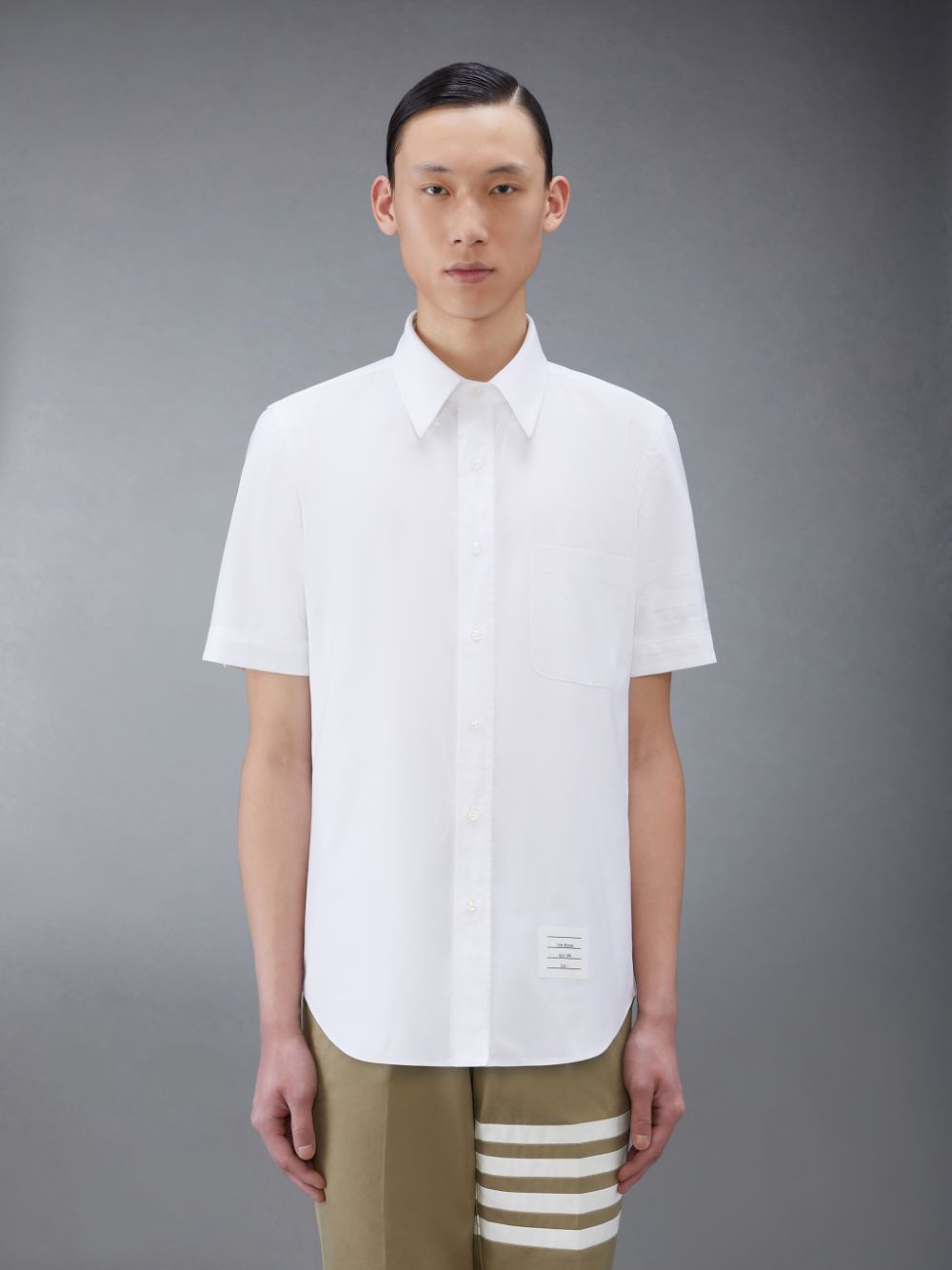 Camisas Thom Browne Oxford 4-Bar Short Sleeve Hombre Blancas | HEI20A74190