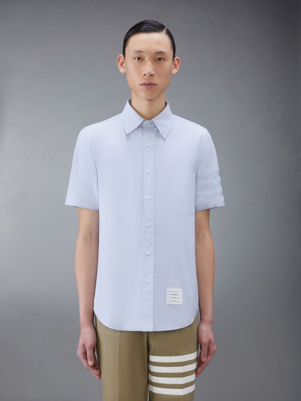 Camisas Thom Browne Oxford 4-Bar Short Sleeve Hombre Azules | UUI18D22898