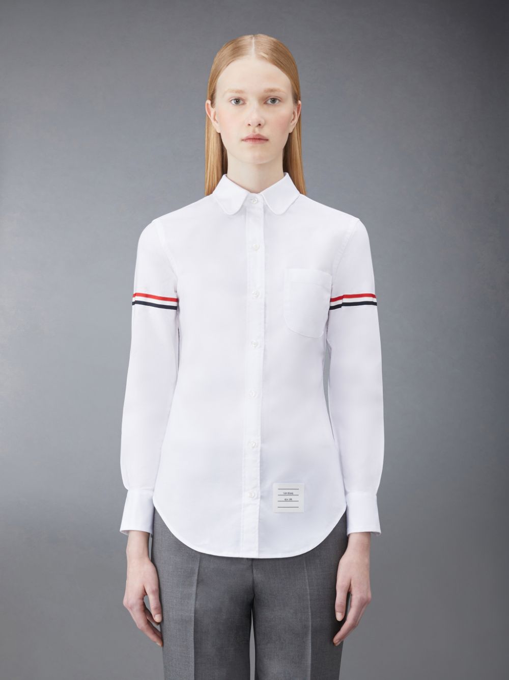 Camisas Thom Browne Oxford Classic Round Collar Mujer Blancas | LBD27G82801