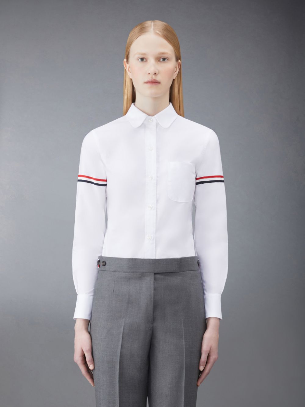 Camisas Thom Browne Oxford Classic Round Collar Mujer Blancas | LBD27G82801
