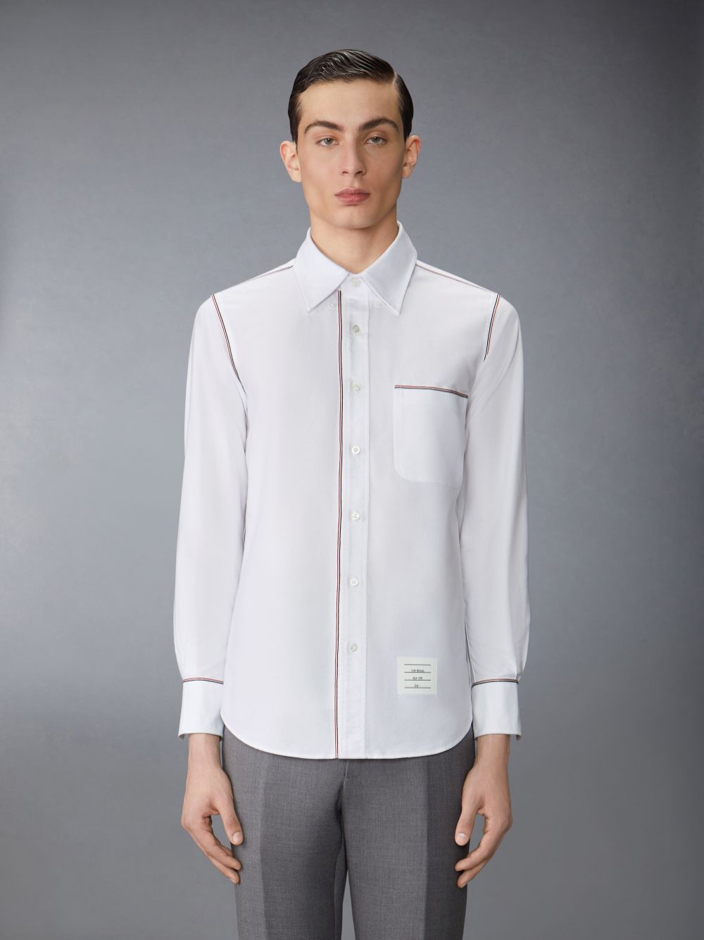 Camisas Thom Browne Oxford Grosgrain Framing Hombre Blancas | TQB65B88106
