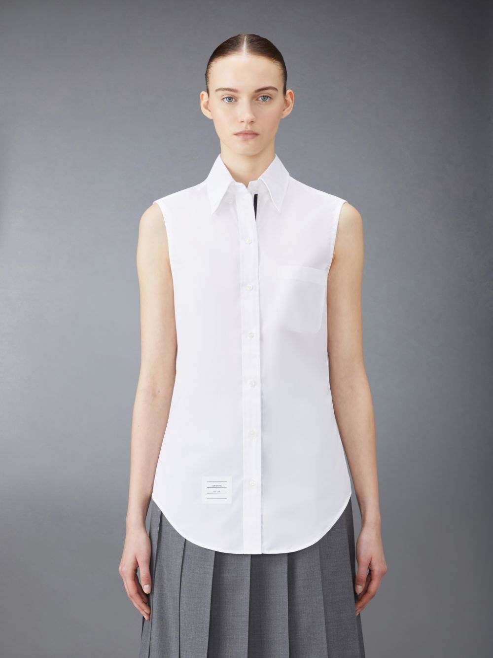 Camisas Thom Browne Poplin Sleeveless Mujer Blancas | AIA45G36206