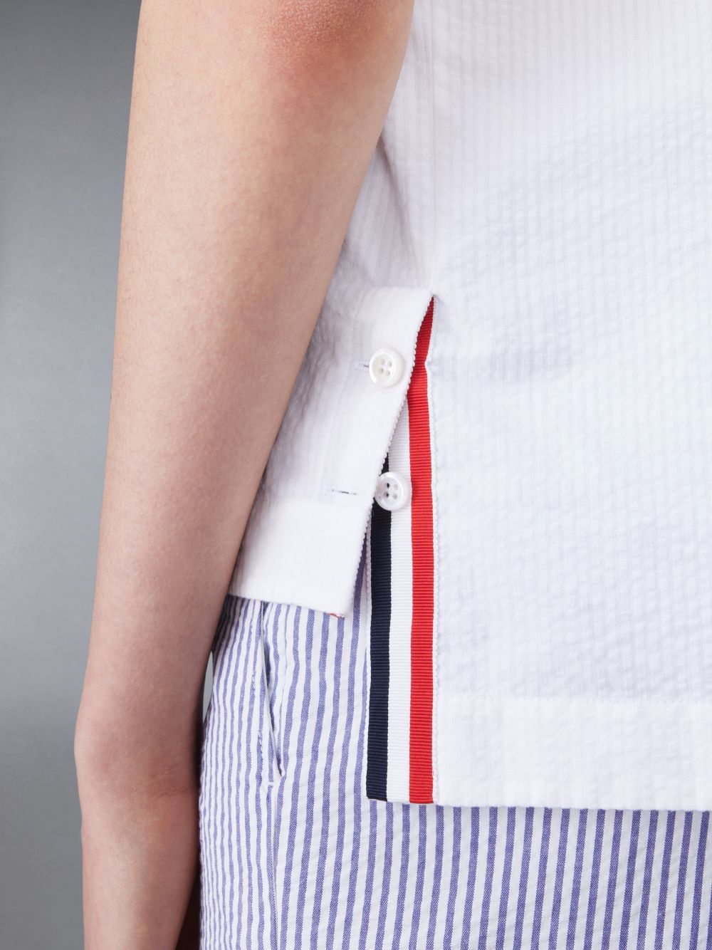 Camisas Thom Browne Seersucker Polo Mujer Blancas | PRS75D24145