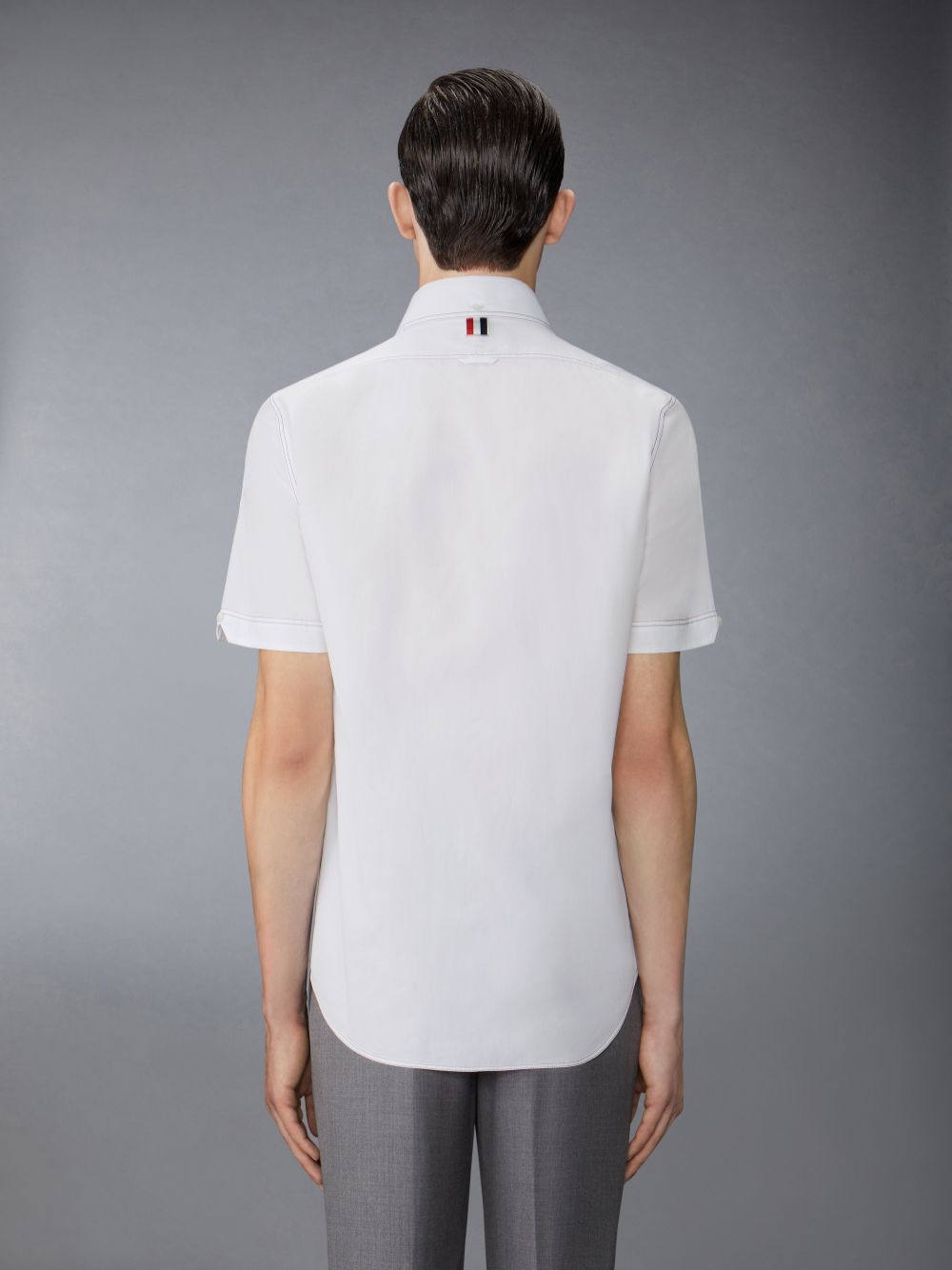 Camisas Thom Browne Solid Poplin Twin Needle Contrast Topstitching Hombre Blancas | NOG34H96754