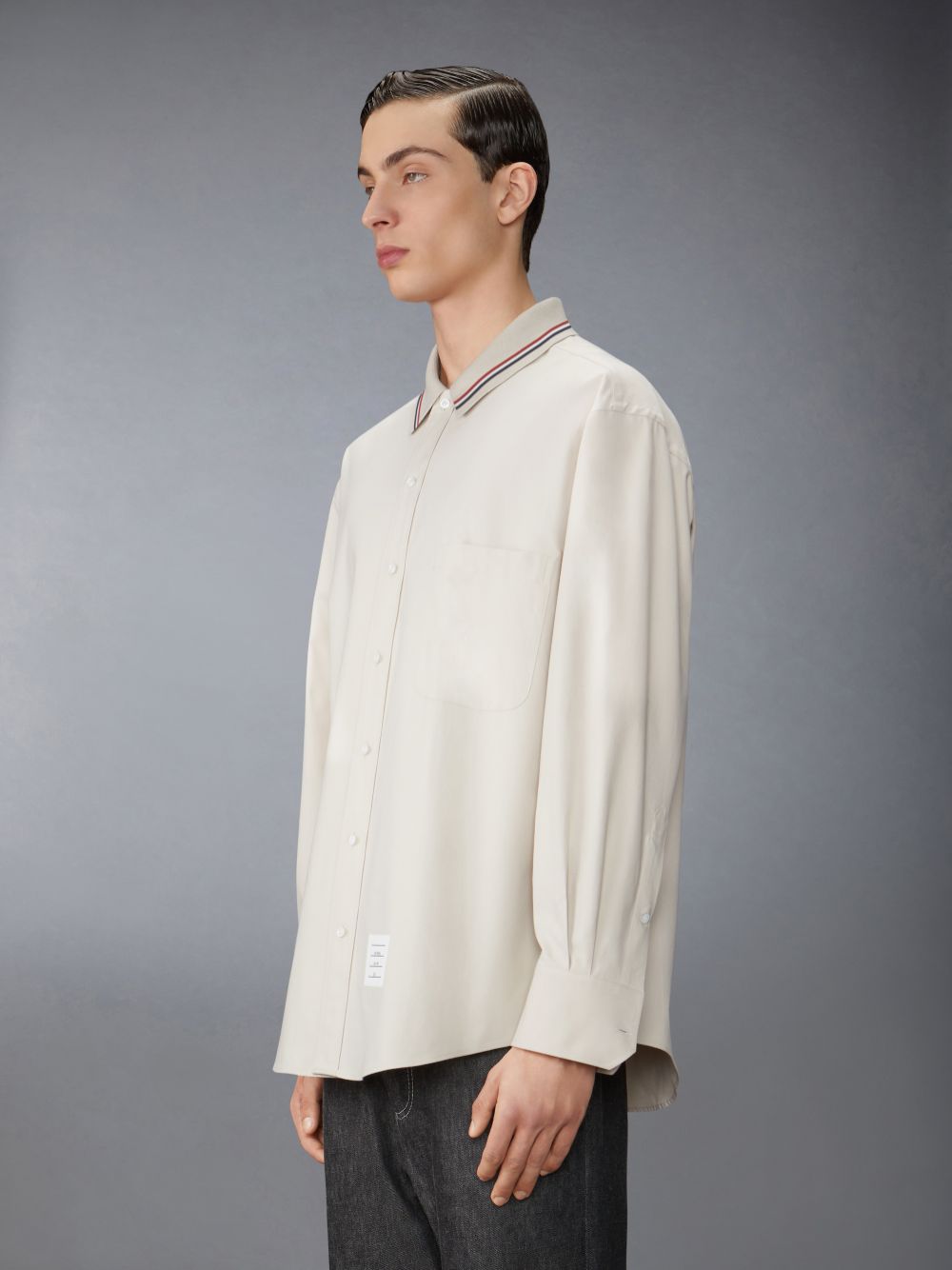 Camisas Thom Browne Stripe Cotton Flannel Oversized Hombre Beige | ZBM99D16030