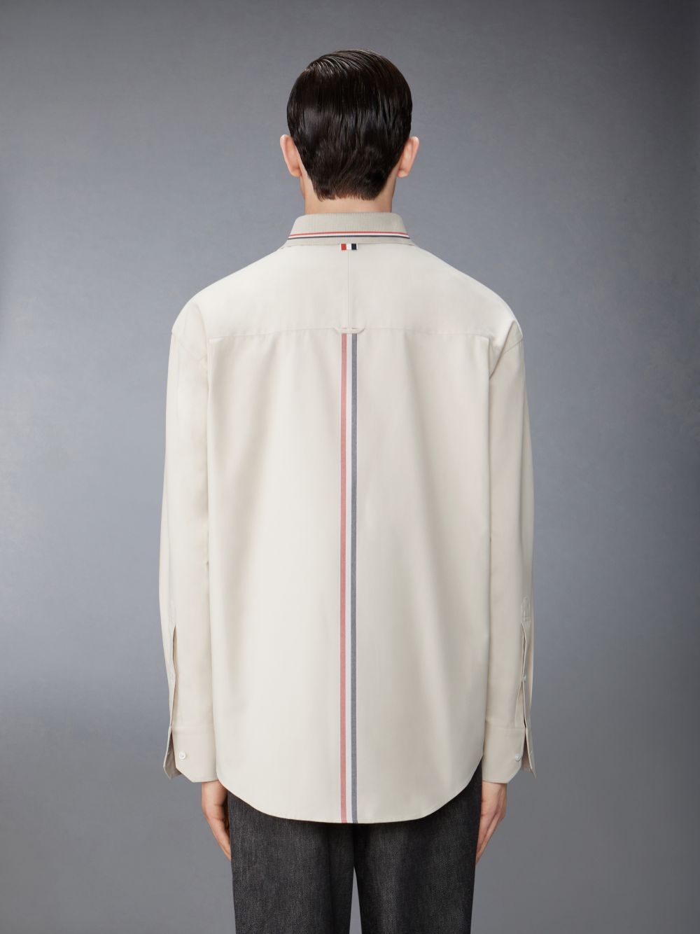 Camisas Thom Browne Stripe Cotton Flannel Oversized Hombre Beige | ZBM99D16030