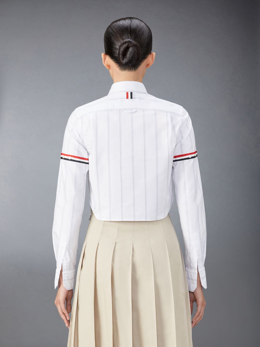 Camisas Thom Browne Stripe Oxford Armband Cropped Mujer Blancas | FQC69X19367
