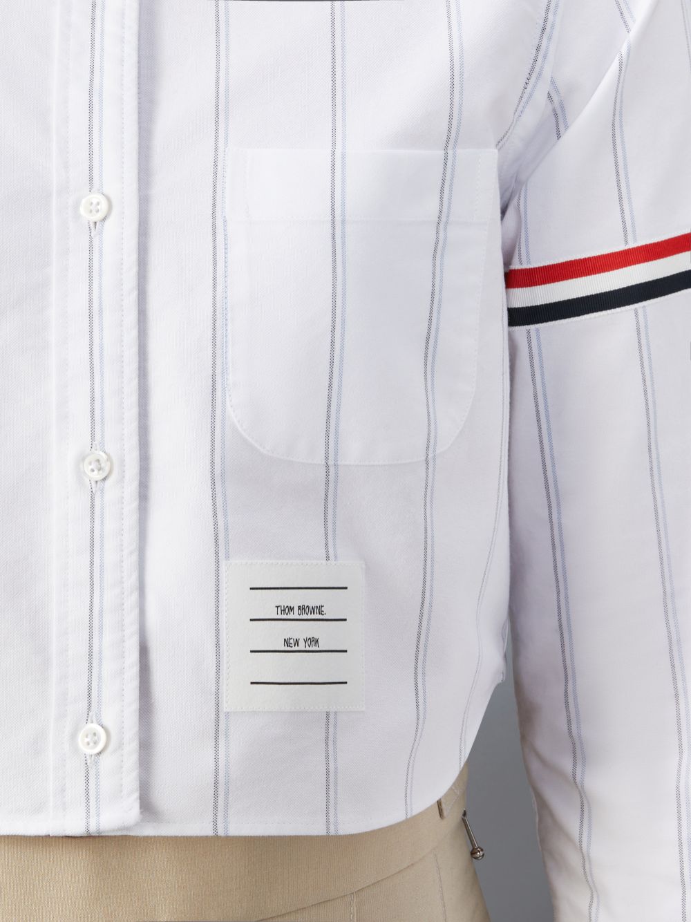 Camisas Thom Browne Stripe Oxford Armband Cropped Mujer Blancas | FQC69X19367