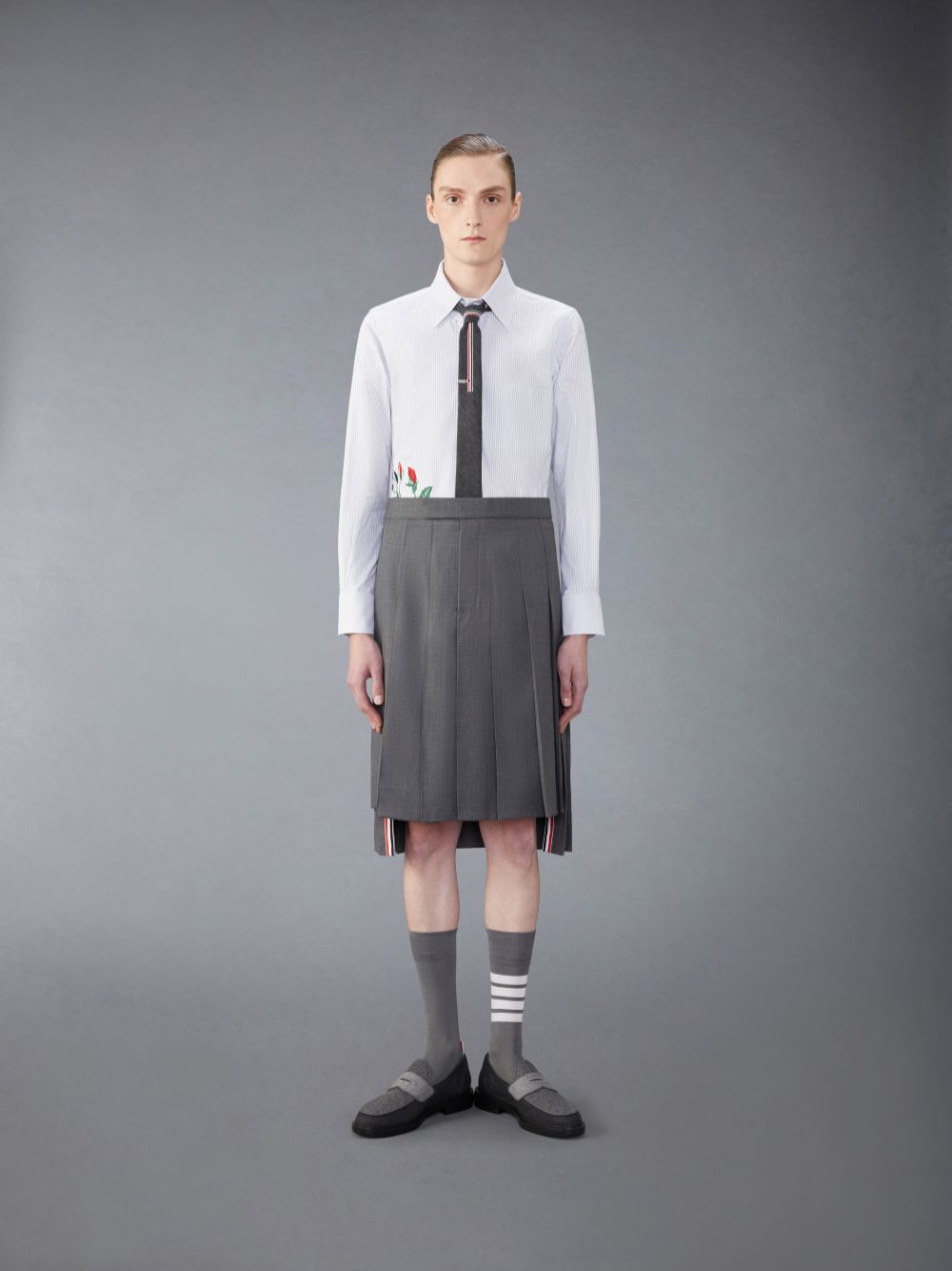 Camisas Thom Browne Stripe Oxford Rose Hombre Gris | VTH81W74584
