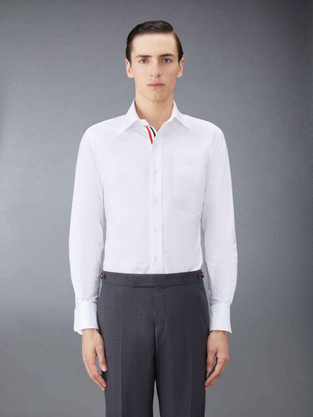Camisas Thom Browne White Cotton Oxford Grosgrain Placket Hombre Blancas | NSH55U17378