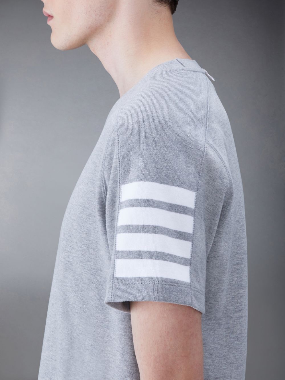 Camiseta Thom Browne Cotton 4-Bar Short Sleeve Hombre Gris | MAC77H30367