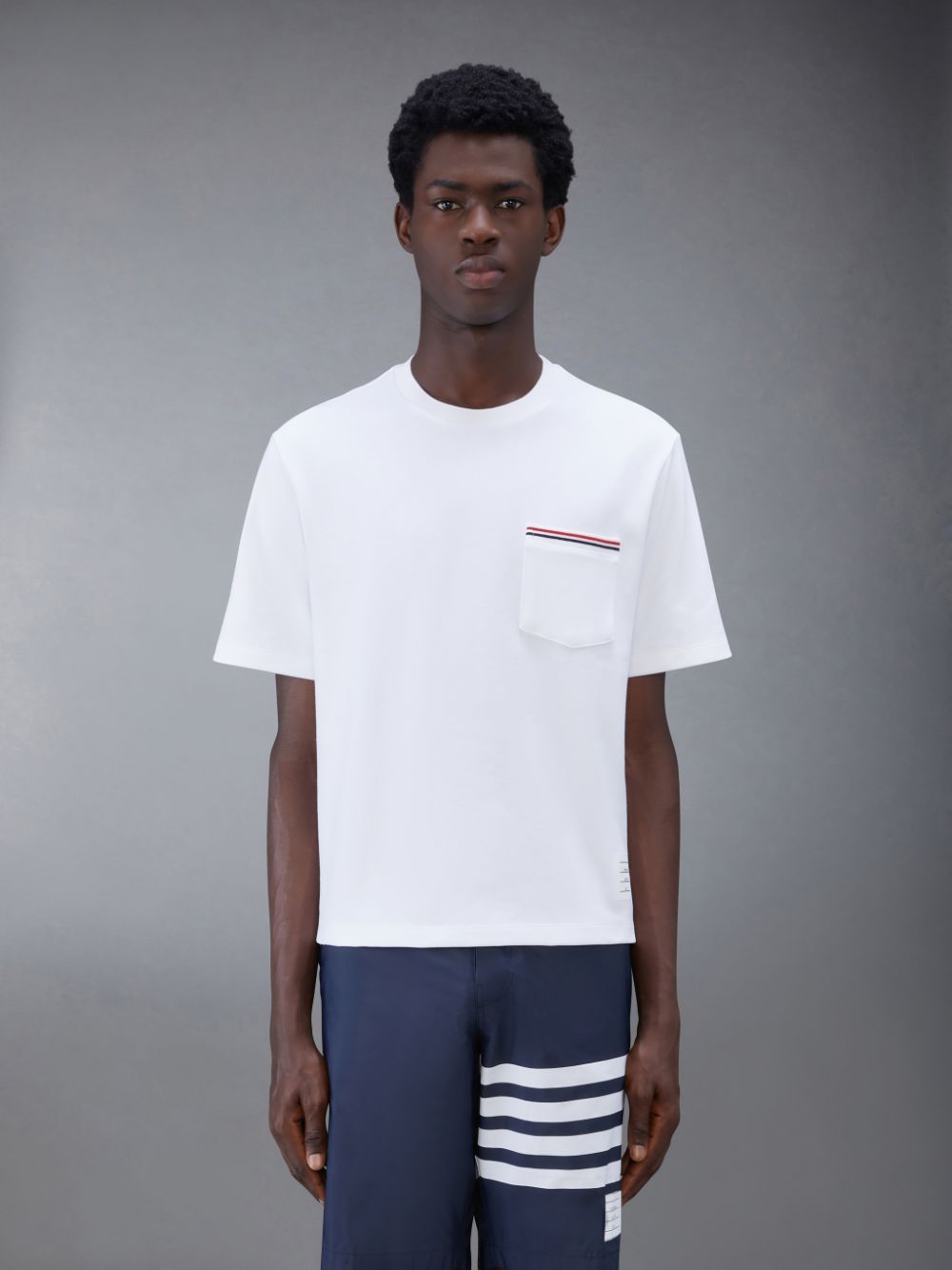 Camiseta Thom Browne Cotton Milano Oversized Pocket Hombre Blancas | ZRW81I33171