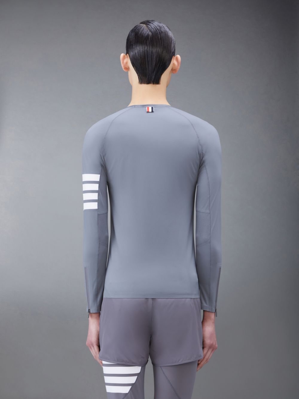 Camiseta Thom Browne Interlock 4-Bar Compression Long Sleeve Hombre Gris | HWL58N94606
