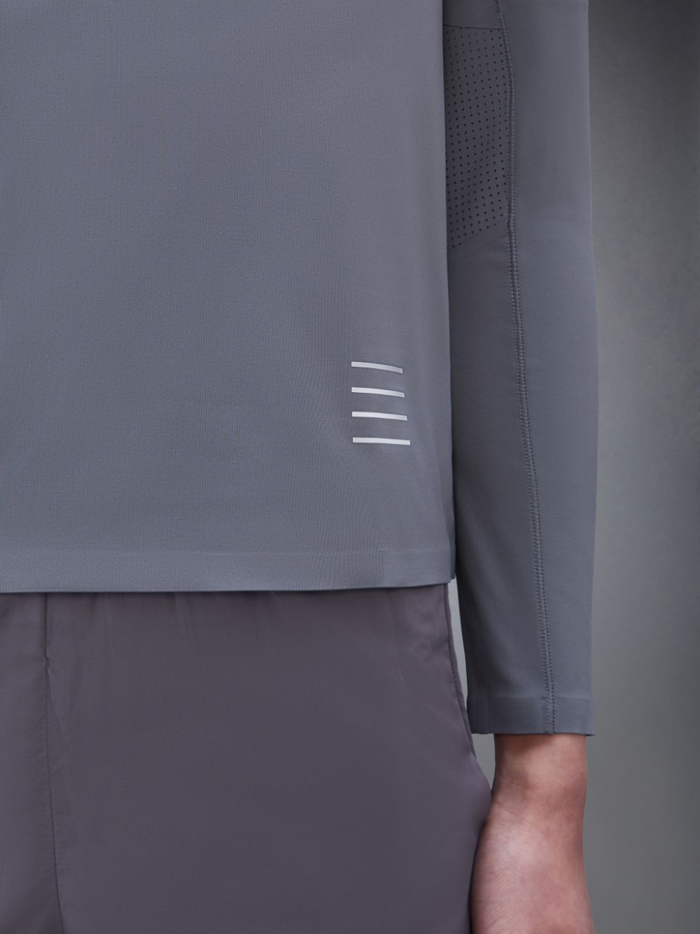 Camiseta Thom Browne Interlock 4-Bar Compression Long Sleeve Hombre Gris | HWL58N94606