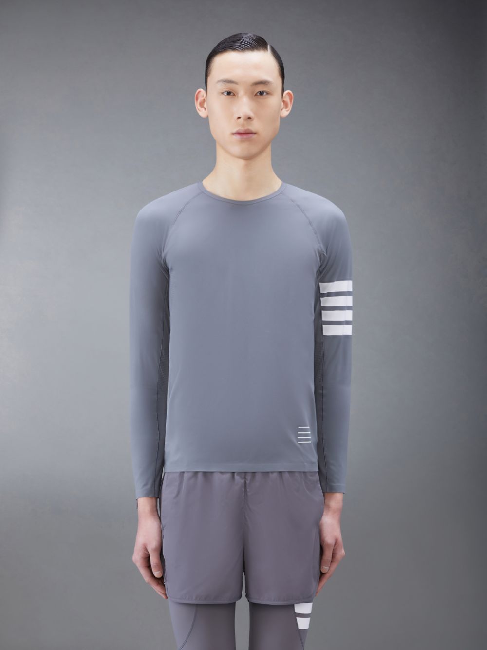 Camiseta Thom Browne Interlock 4-Bar Compression Long Sleeve Hombre Gris | HWL58N94606