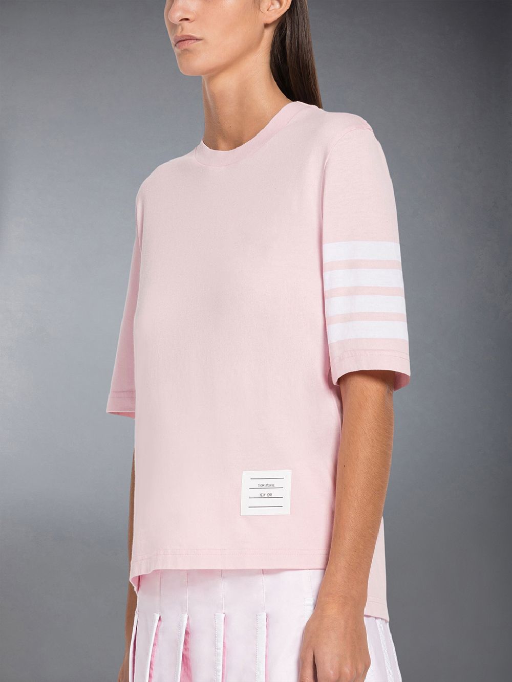 Camiseta Thom Browne Jersey 4-Bar Short Sleeve Mujer Rosas | LZE99R95091