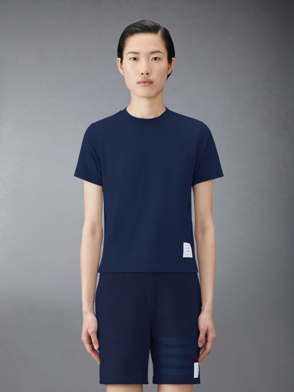 Camiseta Thom Browne Jersey Relaxed Side Slit Mujer Azules | EFY08P09942