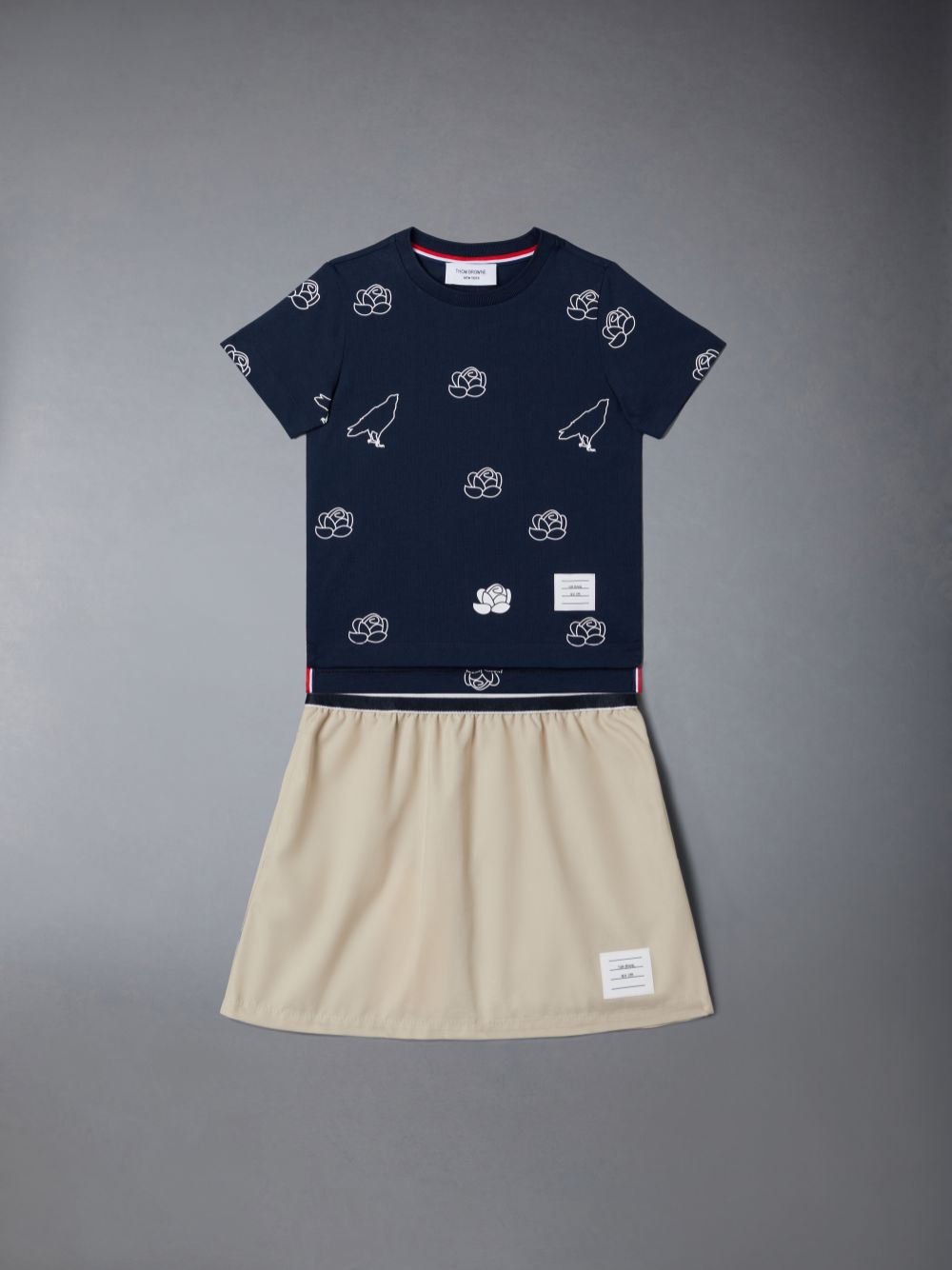 Camiseta Thom Browne Light Medium Jersey Rose and Raven Niño Azules | ZFP88Q44351