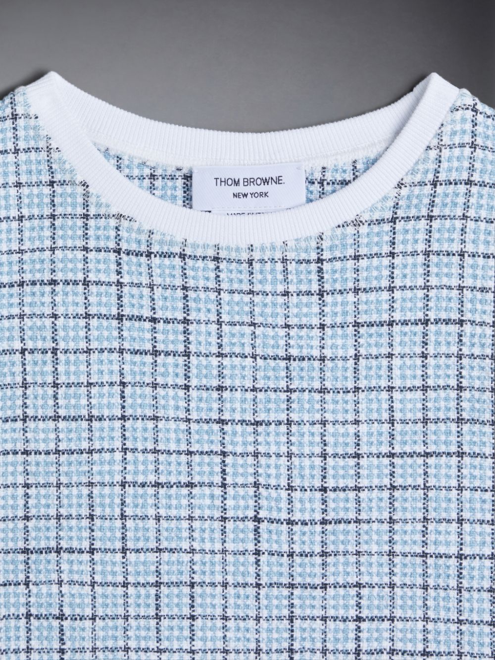 Camiseta Thom Browne Tweed Jersey Boxy Niño Azules | ZII64S76708