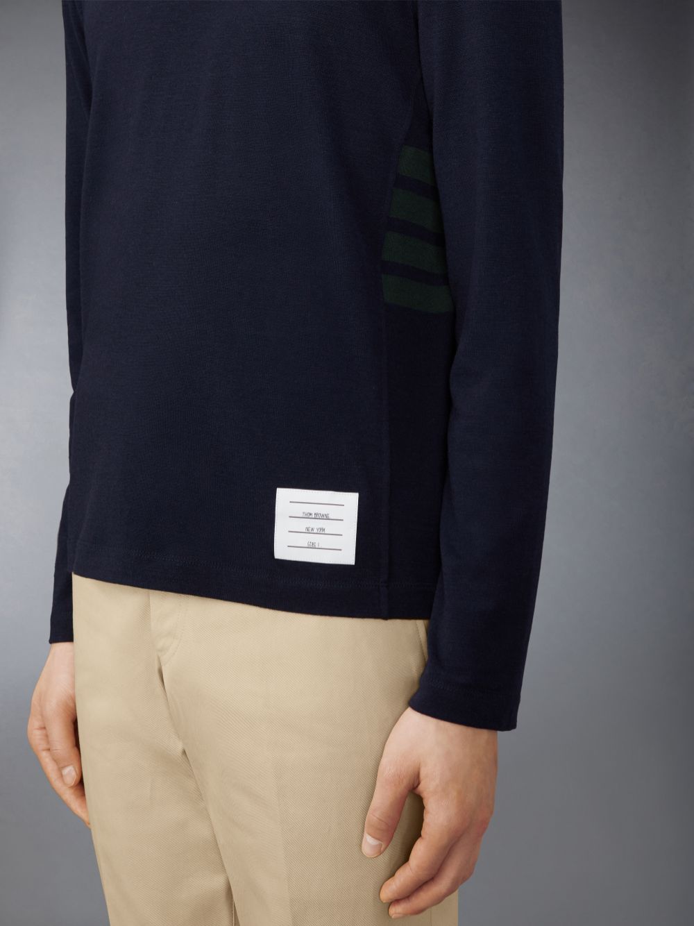 Camiseta Thom Browne Wool Jersey 4-Bar Hombre Azules | VYF63Y11222