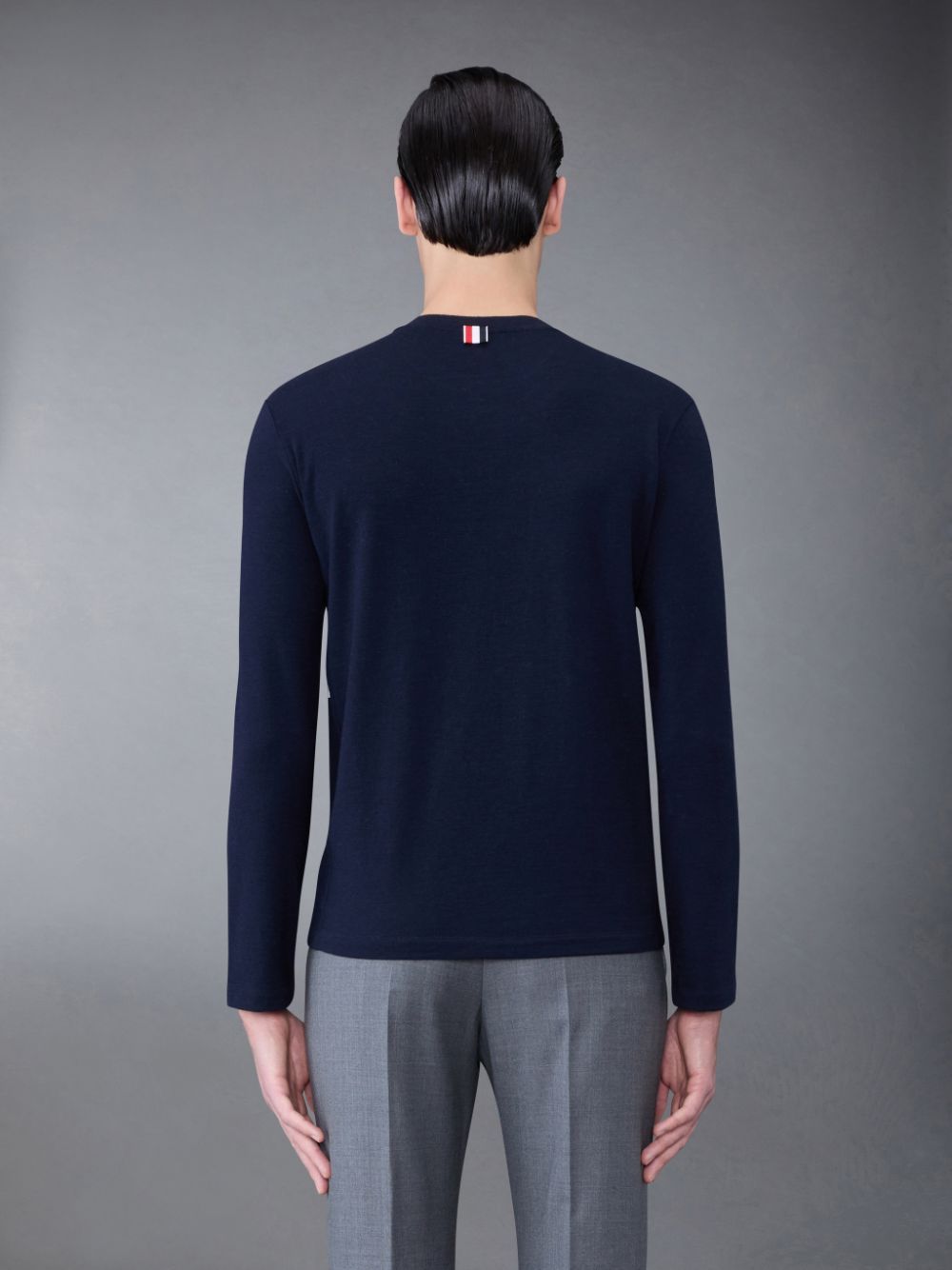 Camiseta Thom Browne Wool Jersey 4-Bar Long Sleeve Hombre Azules | QUZ05N06858