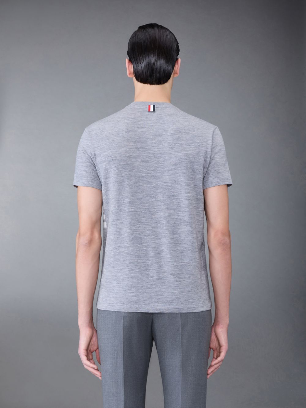 Camiseta Thom Browne Wool Jersey 4-Bar Short Sleeve Hombre Gris | BAX36O51314