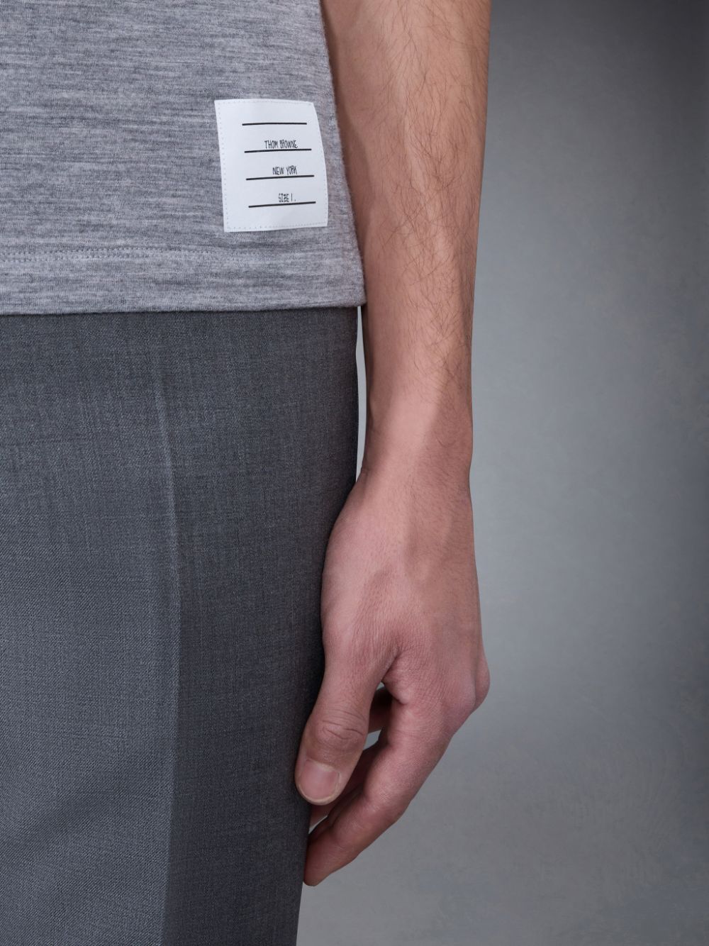 Camiseta Thom Browne Wool Jersey 4-Bar Short Sleeve Hombre Gris | BAX36O51314