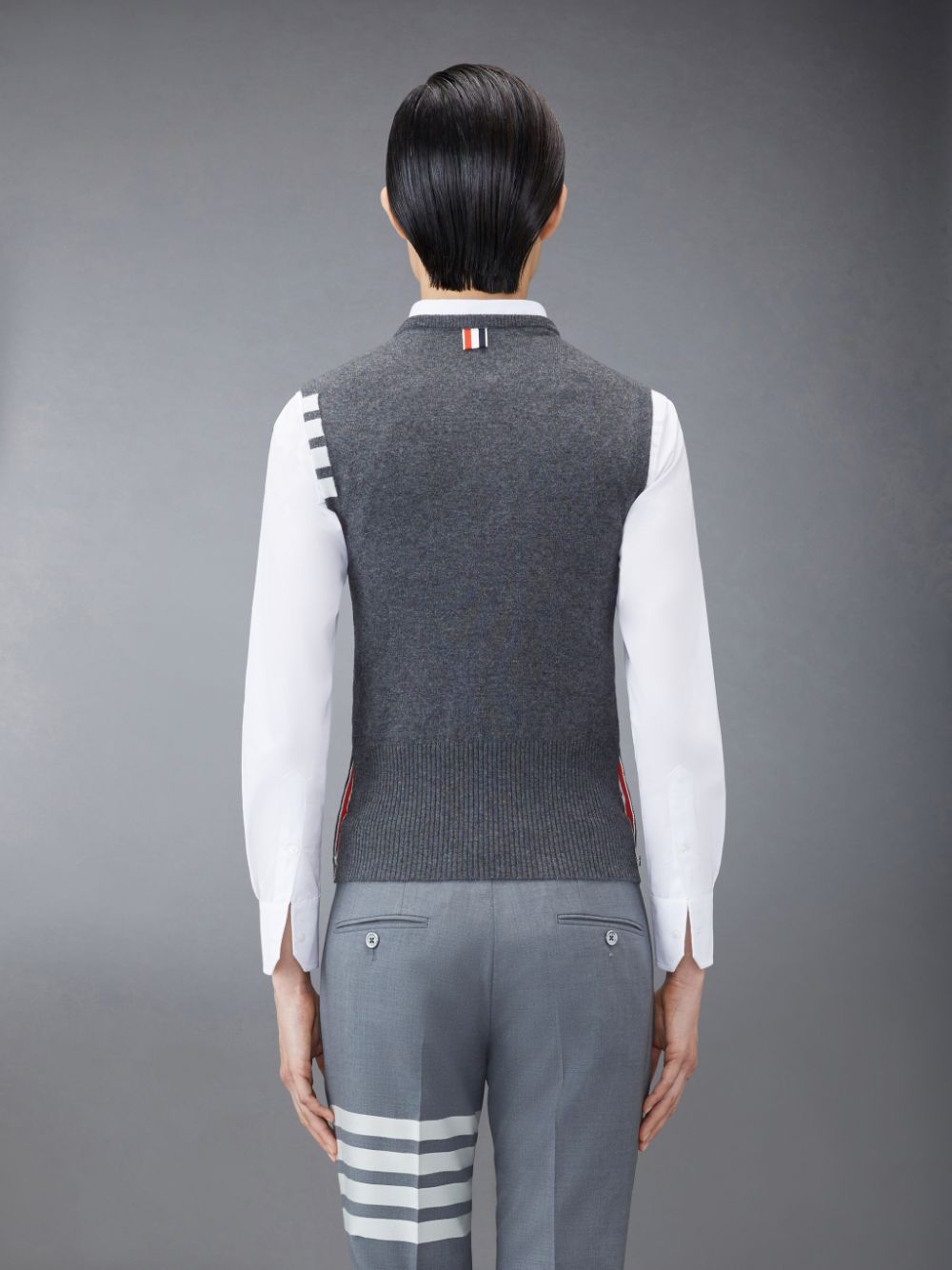Chaleco Thom Browne Cashmere 4-Bar Classic Shell Top Mujer Gris | UXE72X34263