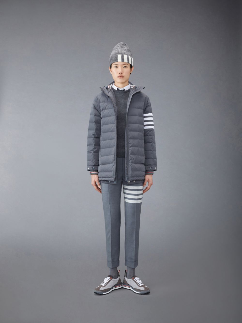 Chaleco Thom Browne Cashmere 4-Bar Classic Shell Top Mujer Gris | UXE72X34263
