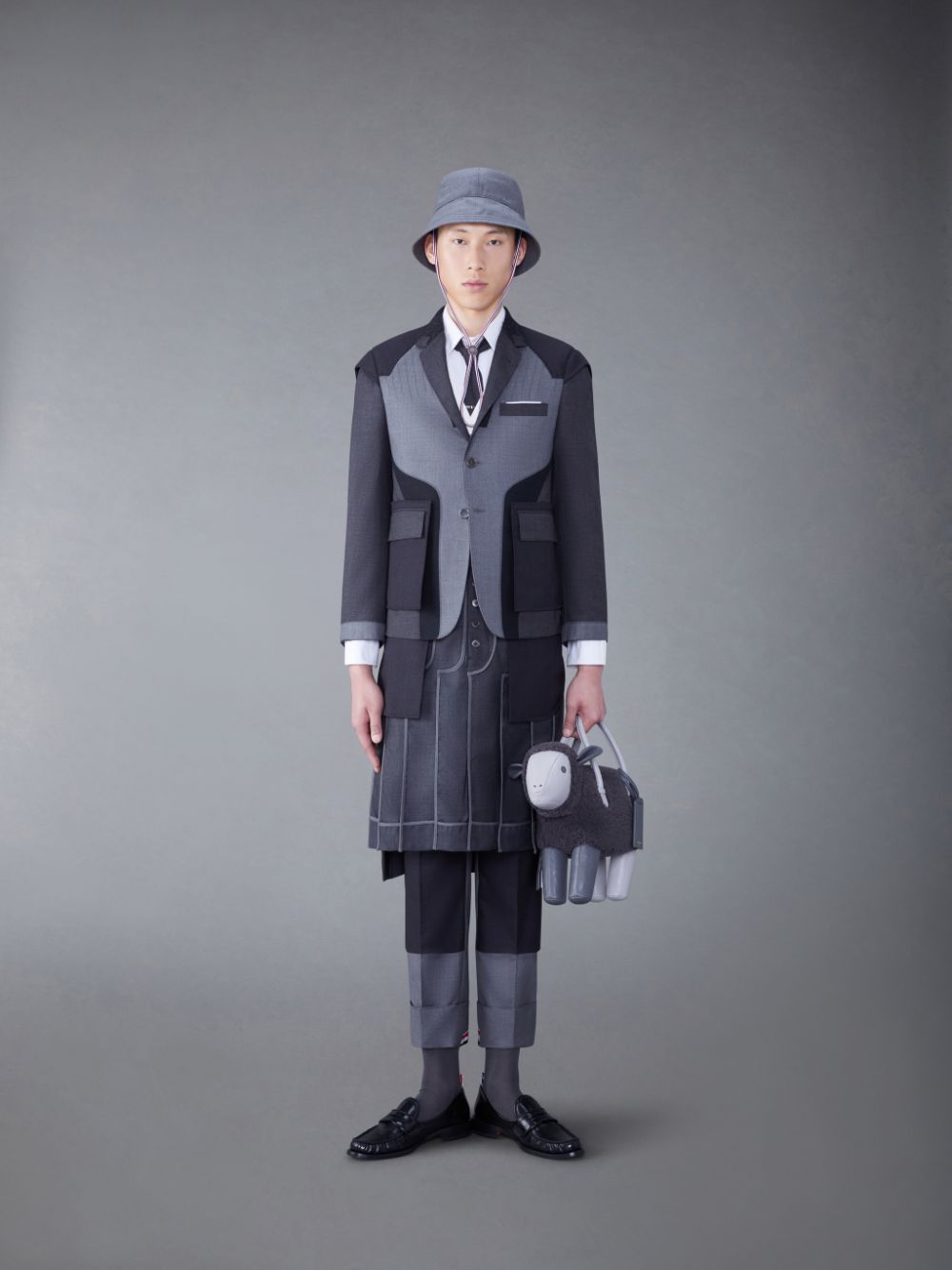 Chaleco Thom Browne Cotton 4-Bar V-Neck Cable Cardigan Hombre Gris | JCZ79D52090