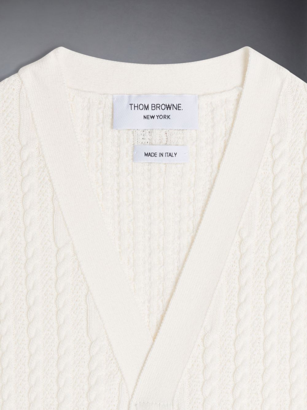 Chaleco Thom Browne Cotton Cable Knit V-neck Cardigan Niña Blancas | CAS87V64054