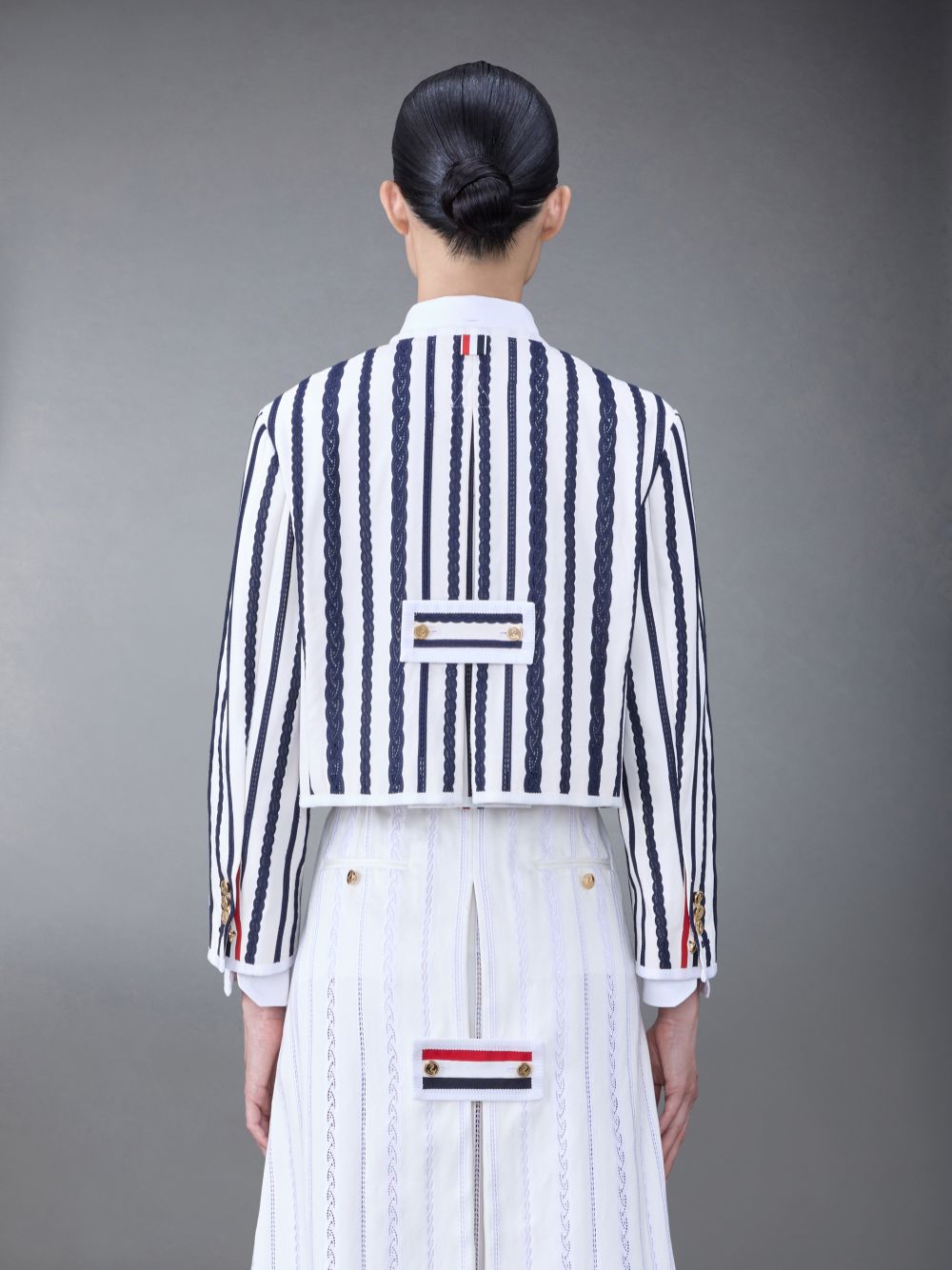 Chaquetas Thom Browne Cotton Twill Box Pleat Mujer Beige | PNL16E44805